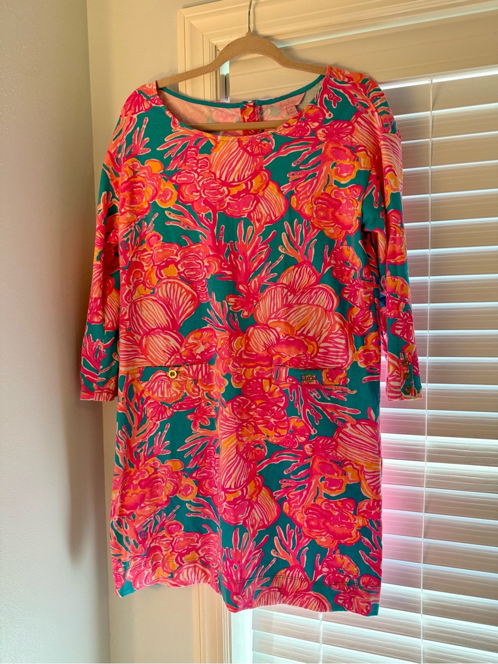 Lilly Pulitzer Shift Dress with Hot Pink & Coral Floral